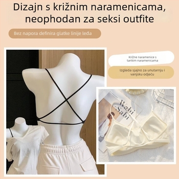 Pulover verzija s tankim trakama, križnim leđima, bezšivna, bez žice, udoban grudnjak za male grudi