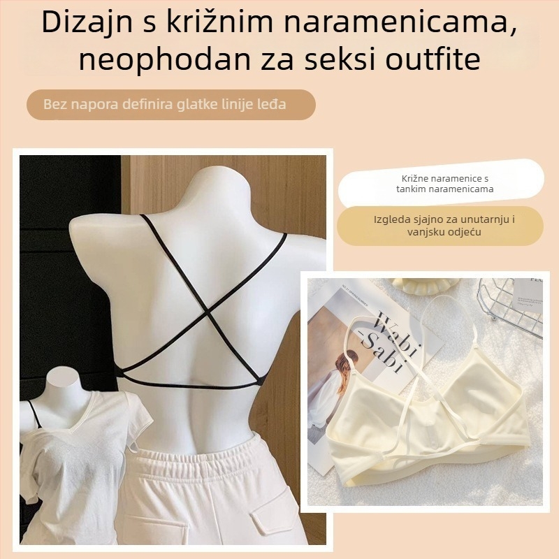 Pulover verzija s tankim trakama, križnim leđima, bezšivna, bez žice, udoban grudnjak za male grudi