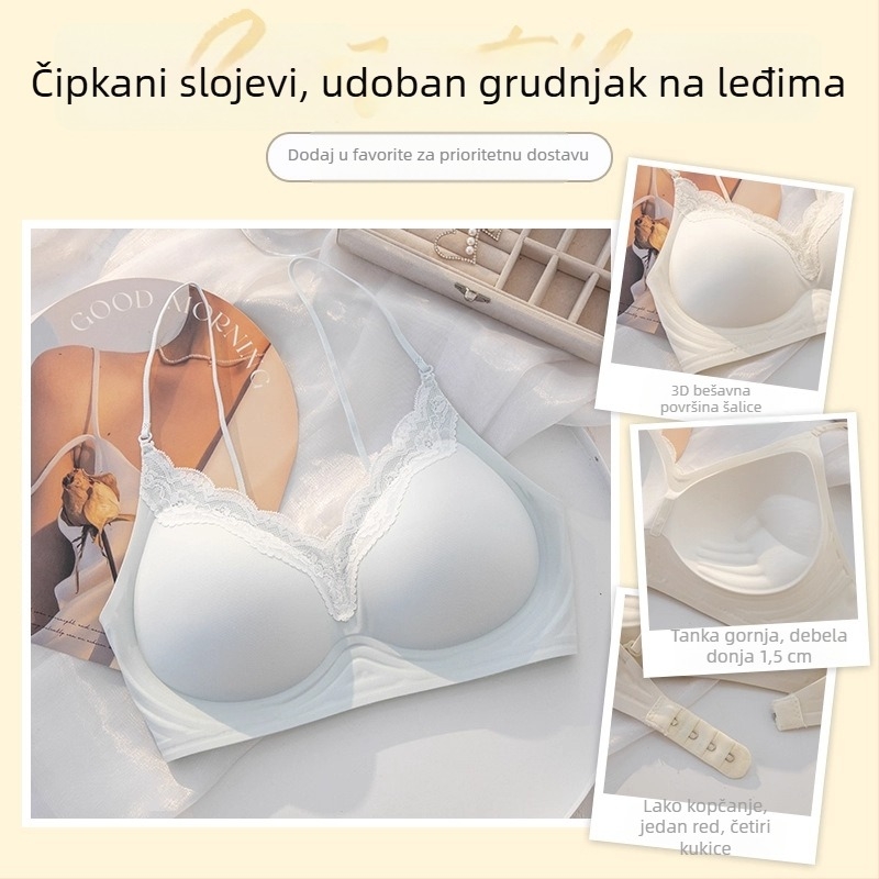 Ljetni bešavni grudnjak za male grudi, lijepo leđa, križni halter, tanke naramenice, nevidljiva podrška, 3/4 košarice