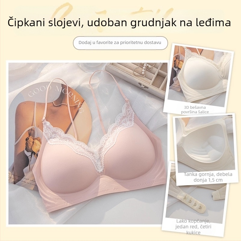 Ljetni bešavni grudnjak za male grudi, lijepo leđa, križni halter, tanke naramenice, nevidljiva podrška, 3/4 košarice