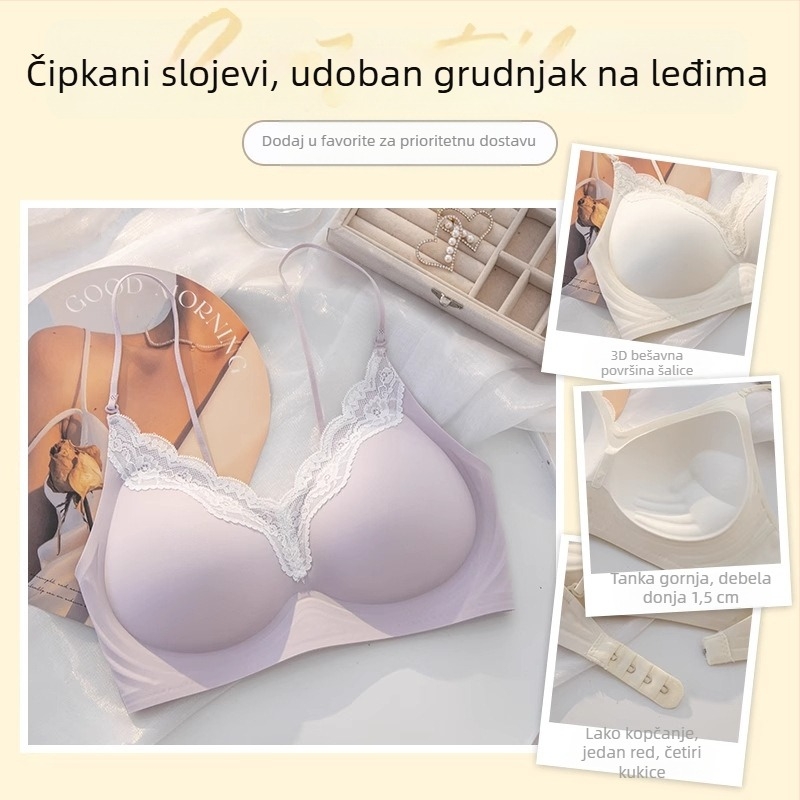 Ljetni bešavni grudnjak za male grudi, lijepo leđa, križni halter, tanke naramenice, nevidljiva podrška, 3/4 košarice