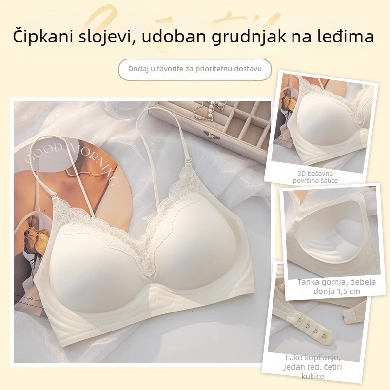 Ljetni bešavni grudnjak za male grudi, lijepo leđa, križni halter, tanke naramenice, nevidljiva podrška, 3/4 košarice