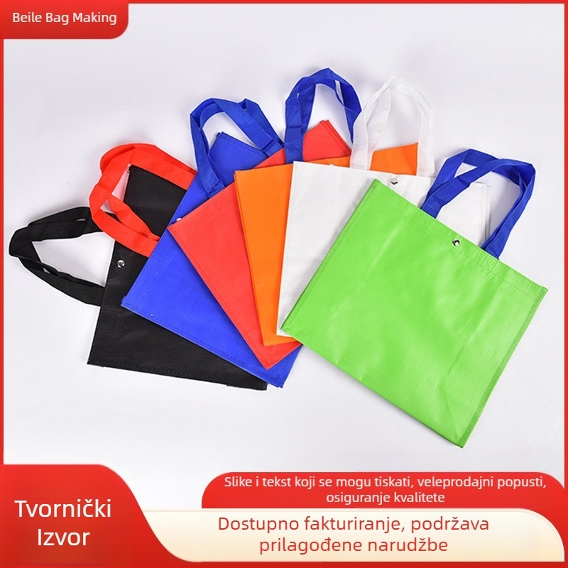 Tkana torba s PP laminiranim filmom, univerzalna ambalaža za poklone i promocije, mogućnost ispisa logotipa, opće pakiranje, veličine 35×30×15 cm i 42×40×25 cm, boje: bijela, crvena, zelena, plava, crna, narančasta