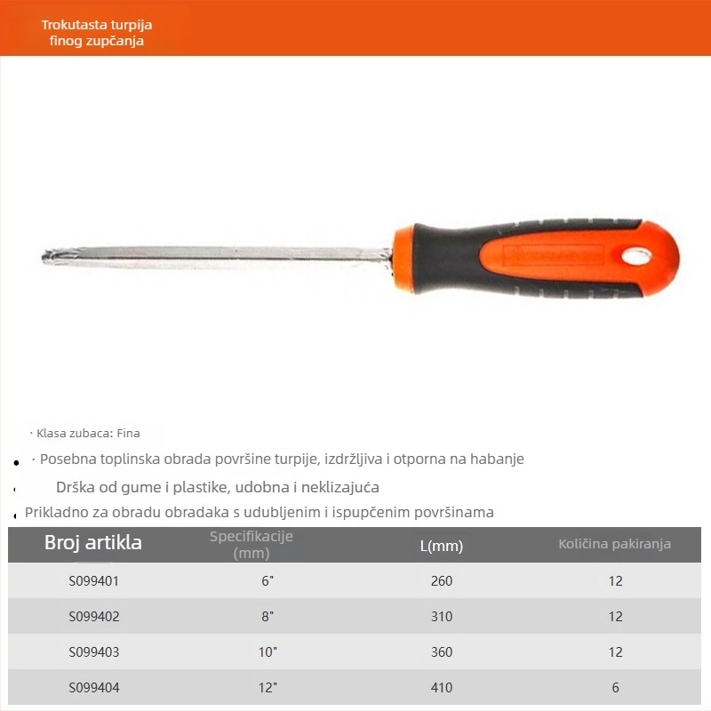 Steel Shield Set fajlova: ravni, okrugli, polukružni, trokutasti i kvadratni fajlovi s grubim, srednjim i finim zubima, veličina 6"–12"