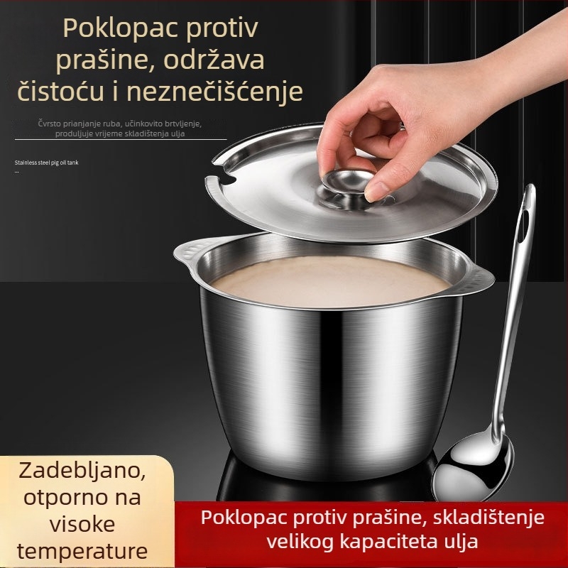 Kuhinjska posuda od nehrđajućeg čelika za skladištenje ulja i masnoće, velika kapaciteta