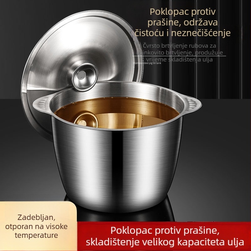 Kuhinjska posuda od nehrđajućeg čelika za skladištenje ulja i masnoće, velika kapaciteta