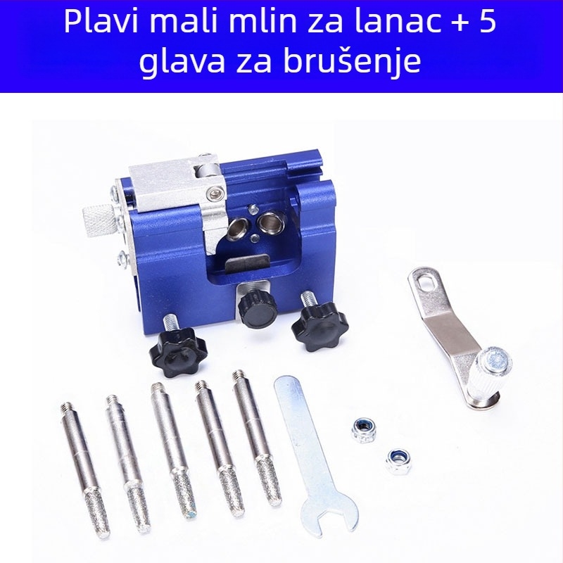 Ručni alat za oštrenje lanaca pile, prijenosni alat s glavom za brušenje i datotekom za drvarstvo