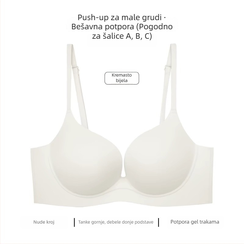 Bezšivni push-up grudnjak bez žice, 3/4 košarica, oblikuje bočne grudi, jednodijelni dizajn, za žene