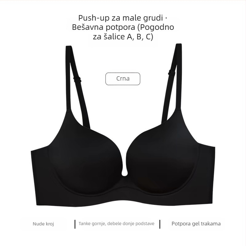 Bezšivni push-up grudnjak bez žice, 3/4 košarica, oblikuje bočne grudi, jednodijelni dizajn, za žene