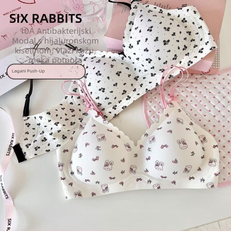 Six Rabbits grudnjak bez šavova za žene – podrška protiv spuštanja, tanke naramenice, nježan cvjetni uzorak.