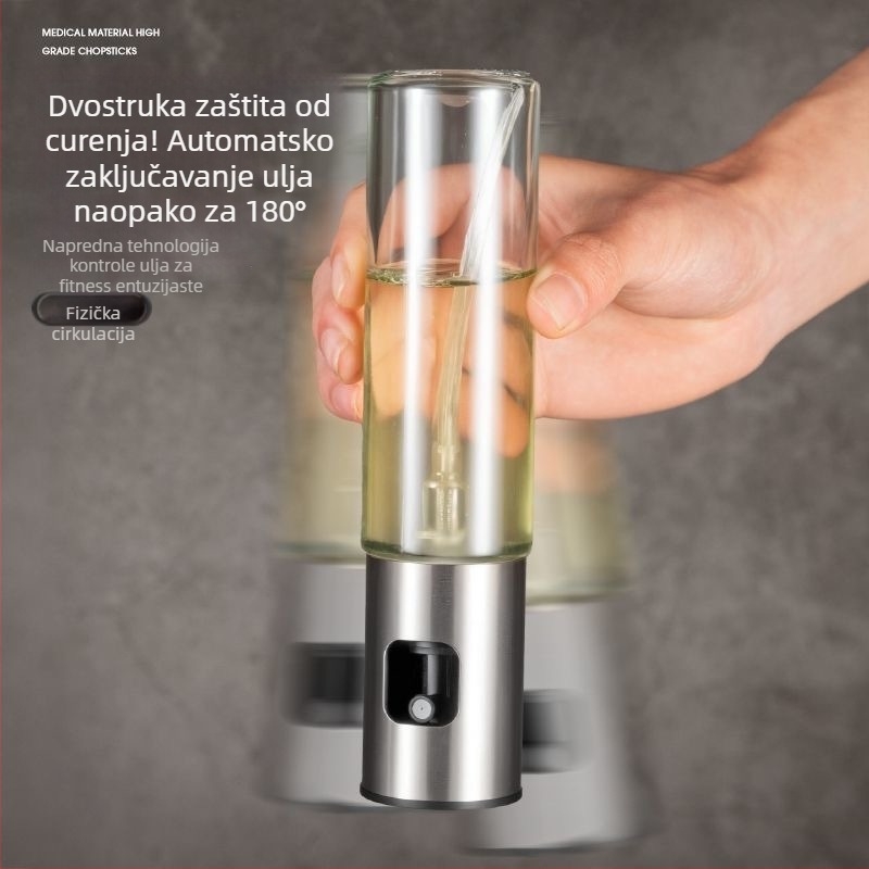 Spray boca za ulje od 304 prehrambene nehrđajućeg čelika sa staklenim tijelom, kućna kuhinja, kontrola raspršivanja ulja za zraka fryer i roštilj