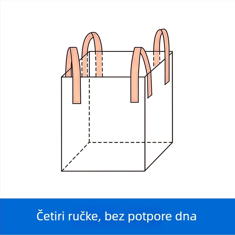 Industrijska bijela ton-vreća, nosivost 1000–1300 kg, četiri podizne ručke, PP tkanina, bez otiska, dimenzije 100x100x100 cm