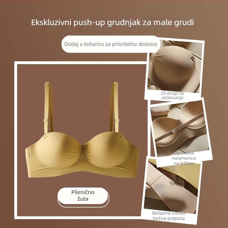 Grudnjak s polučašom čašom bez šavova, prozračan i udoban, za male grudi, push-up i protiv opuštanja