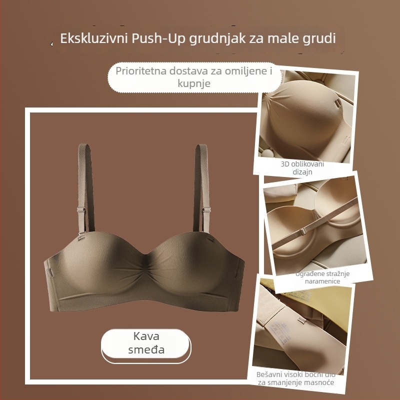 Grudnjak s polučašom čašom bez šavova, prozračan i udoban, za male grudi, push-up i protiv opuštanja