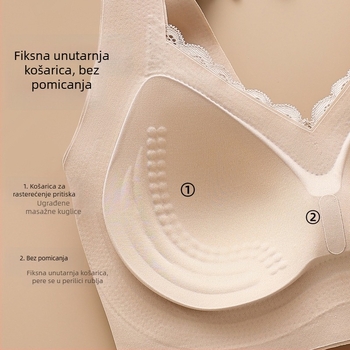 Bezšivno donje rublje od sjajnog materijala za podizanje i oblikovanje, fiksne košarice, V-izrez, čipkasti top
