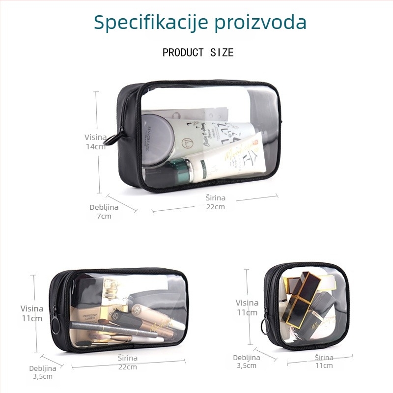 Prozirna vodootporna kozmetička torbica za putovanja – velika kapaciteta, višefunkcijsko skladištenje njege kože i ruževa
