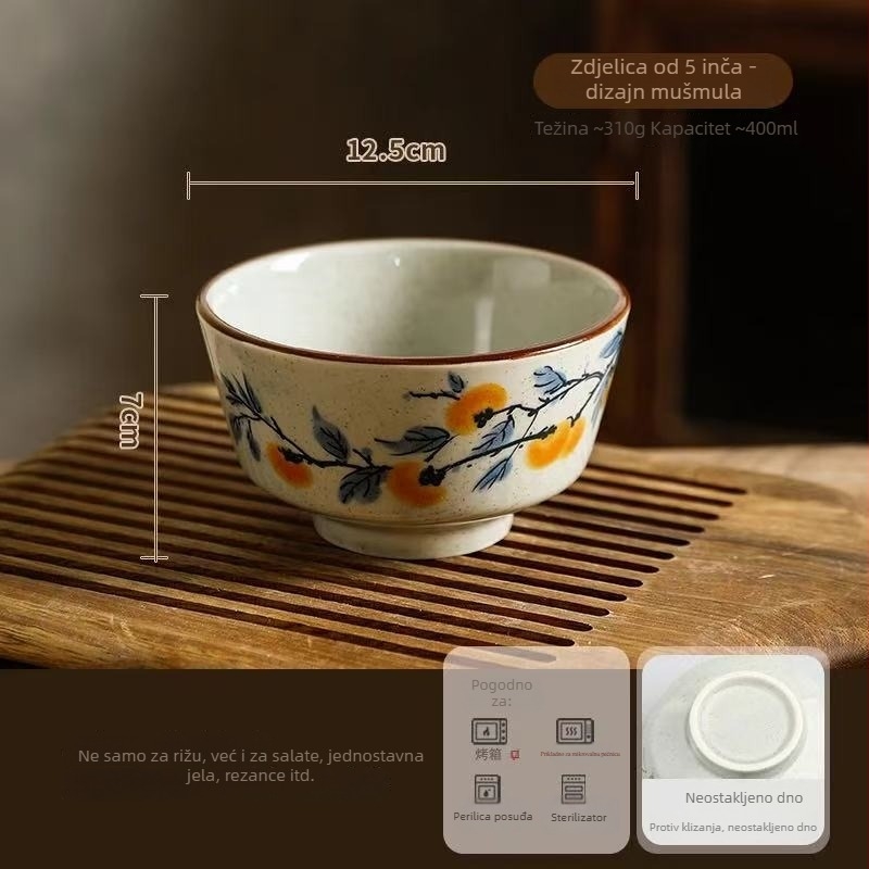 Porcelanska zdjela s bojom ispod glazure, za kućnu i hotelsku upotrebu, visoka estetska vrijednost, novi kineski stil zdjela za juhu i desert, okruglog oblika, promjer 12–12,9 cm, model 2025