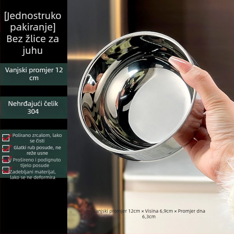 304 prehrambena nehrđajuć čelična dvostruka zdjela, izolacija topline i zaštita od opeklina, za juhu, tjesteninu i obroke — kućna i školska posuda