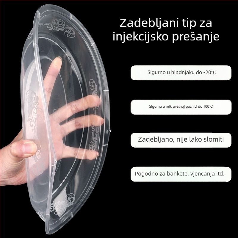 Jednokratne plastične tanjuri s debelim dnom, za piknike i svečane bankete, kružni tanjuri izrađeni injekcijskim oblikovanjem