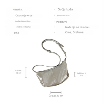 2026 nova Dumpling torba od jagnjeće kože za žene, crossbody, mekana prirodna koža, visoke kvalitete