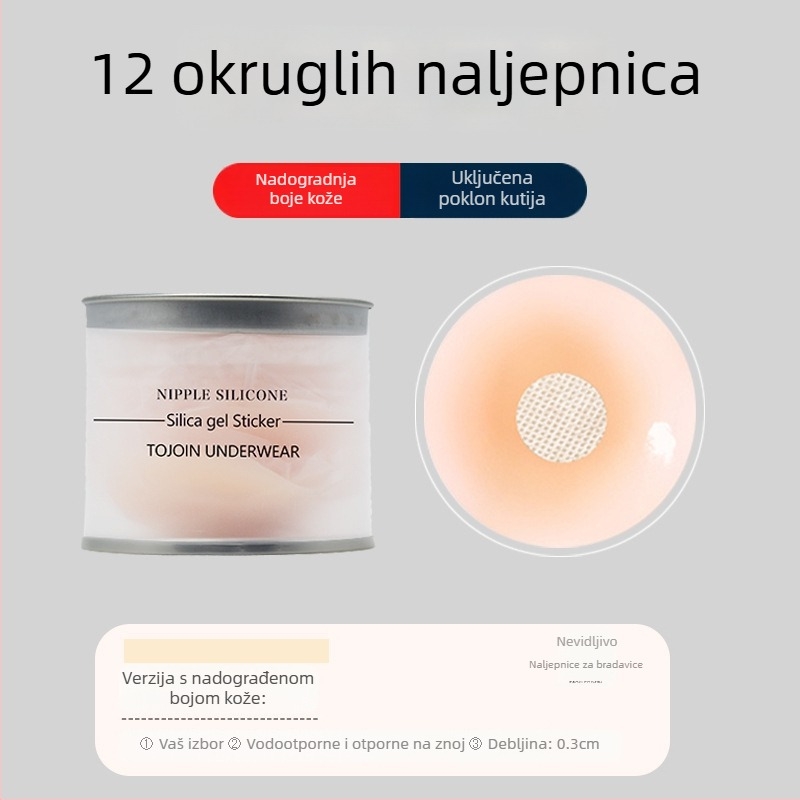 Silikonske naljepnice za grudi za ljeto: diskretne, prozračne i nevidljive ispod odjeće; pogodne za plivanje; univerzalne za sve veličine dojki; dostupne u jednobojnim, čipkastim, prozirnim i sjajnim varijantama.