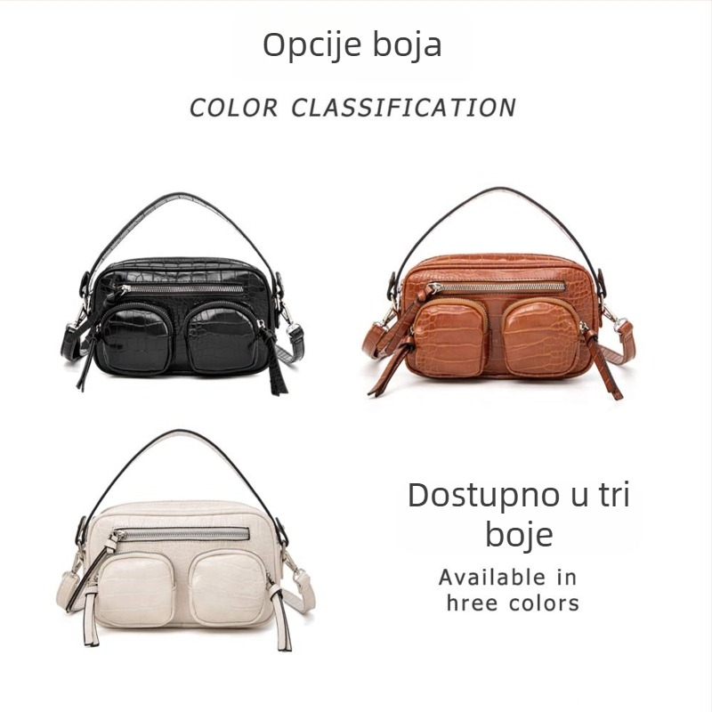 Lagana luksuzna crossbody torba s krokodilskim uzorkom, PU koža, mala veličina, ljeto 2025