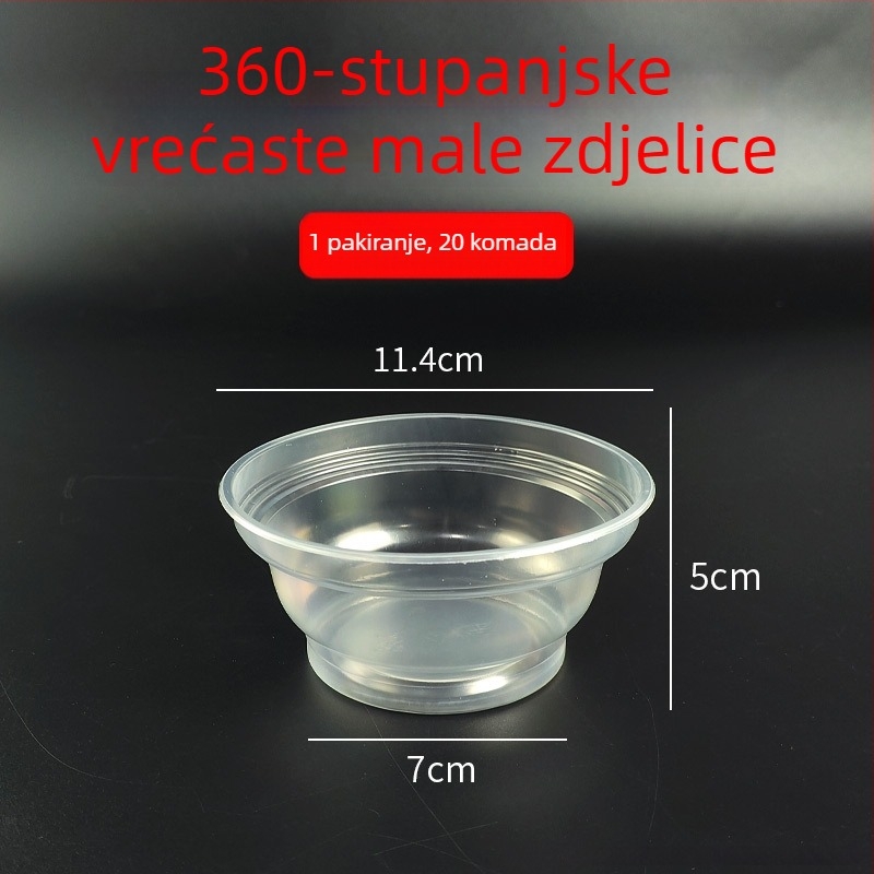 Jednokratna prozirna posuda za kućnu upotrebu, plastična zdjela za juhu, otporna na visoke temperature, okrugla, pojedinačno pakirana
