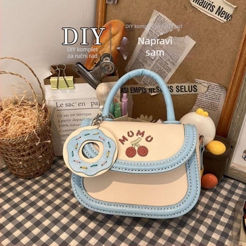 DIY komplet za ručnu izradu crossbody torbe tipa saddle, slatka trešnjina PU materijal, mala veličina