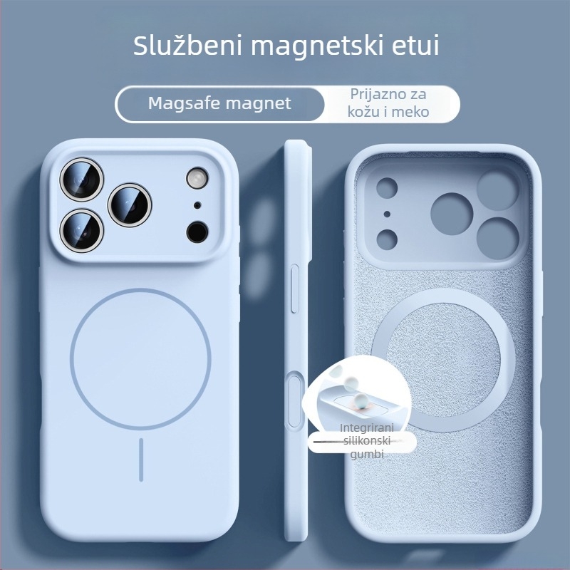 Magnetično kućište od tekućeg silikona za iPhone 17 i iPhone 16 — potpuno pokriće, otpornost na padove, mekani dodir poput kože