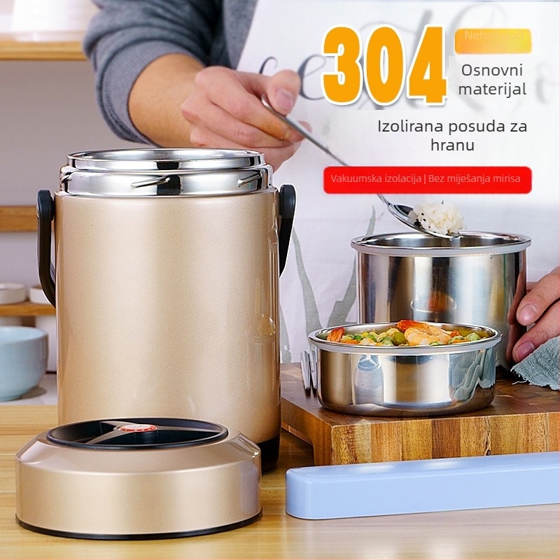 Termo kutija za obrok od 304 nehrđajućeg čelika sa vakuum izolacijom, dvostrukim i trostrukim slojem, za odrasle i studente
