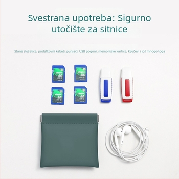 Minimalistička torbica za novčiće u jednoj boji — kompaktna torbica za novčiće, slušalice, kablove i ruž