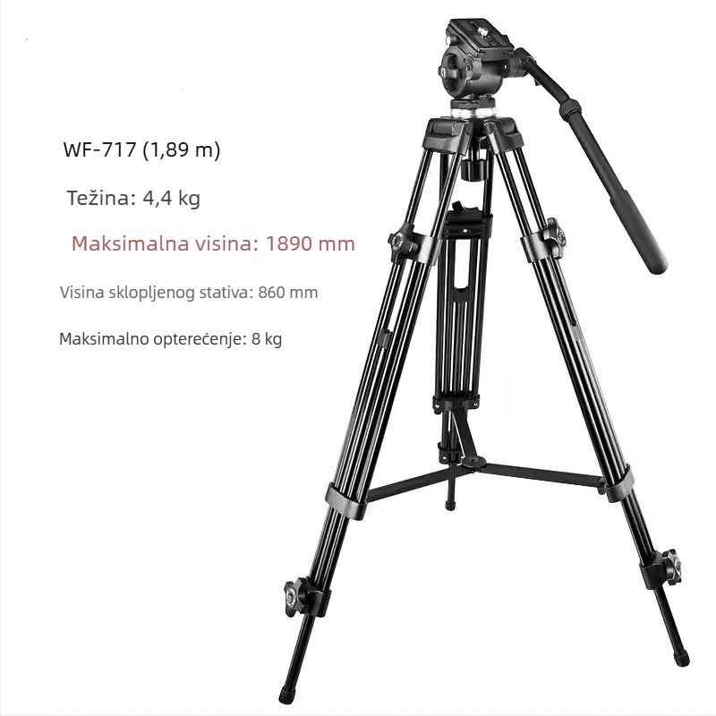 Weifeng WF717 aluminijski stativ s hidrauličnom pan-tilt glavom, visina 1,8 m