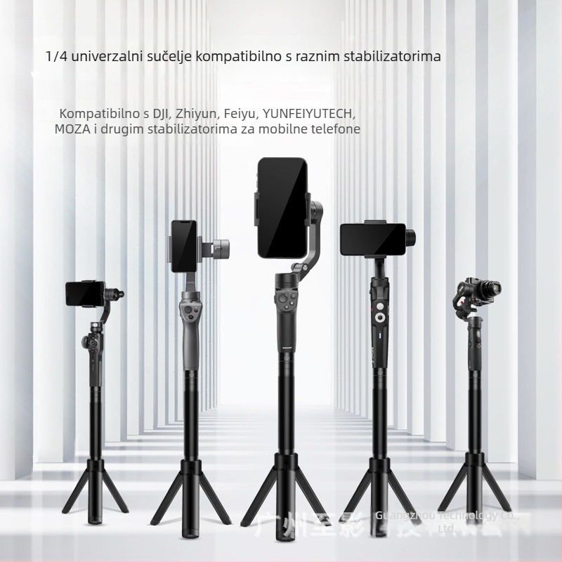 Aluminijski teleskopski produžni štap za stabilizator pametnog telefona DJI Zhiyun, s 1/4-inčnim navojem i učvršćenim stativom