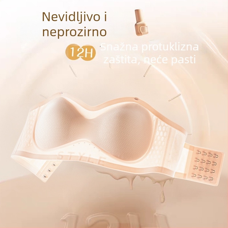 Grudnjak bez naramenica za žene, bezšiveni leđa, protuklizan, push-up za male grudi