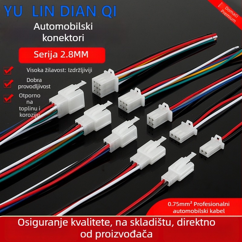 2,8 mm konektor za električno vozilo, jezgro s 2–9 rupa, par vodiča s priključkom, muški i ženski konektor