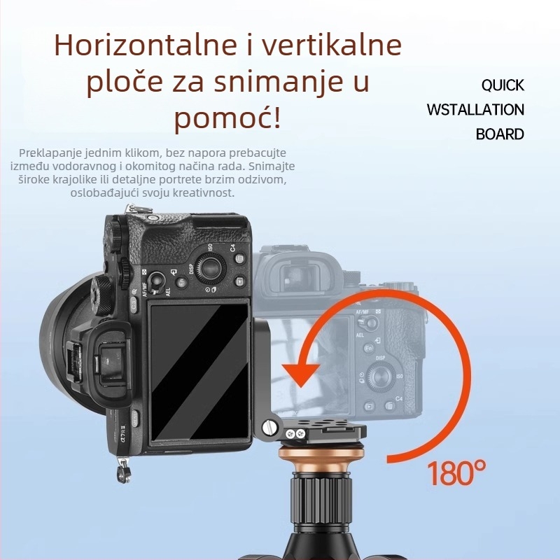 Sklopiva L-ploca za bezzrcalne kamere, vertikalni snimanje, kompatibilna s DJI RS3 stabilizatorom, pločica brzog otpuštanja za glavu stativa