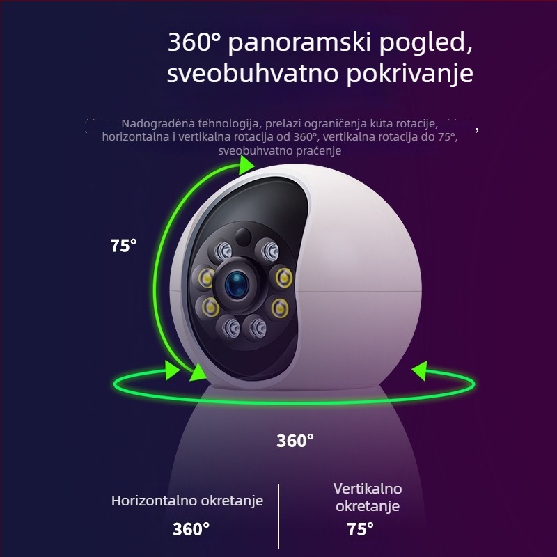 Inteligentna bežična kućna kamera s HD rezolucijom, Wi‑Fi, daljinski glasovni interkom, nadzor i snimanje