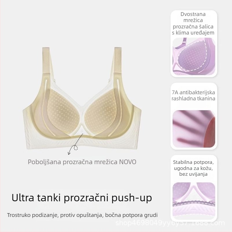Prozračan bezšivni push-up grudnjak s košaricama 3/4, podiže i oblikuje grudi, udoban.