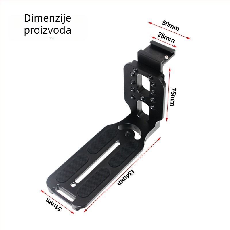 L-oblik vertikalna ploča brzog oslobađanja s hladnom cipelom za DSLR fotoaparat i glavu stativa, aluminijska legura