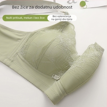 Nova čipkasta grudnjak bez naramenica s prozračnim mekanim jastučićima od spužve, push-up efekt, bočno učvršćivanje, podesivo stražnje kopčanje