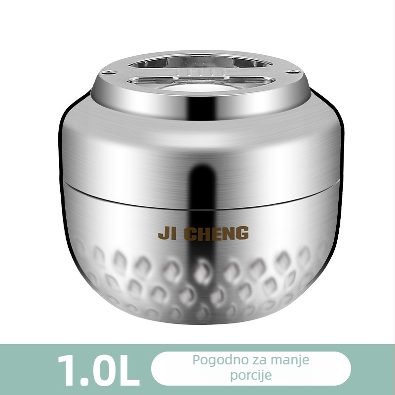 Izolirana kutija za ručak od nehrđajućeg čelika sa separatorom, dvostruki sloj, velika kapaciteta, kvaliteta hrane, s ručkom