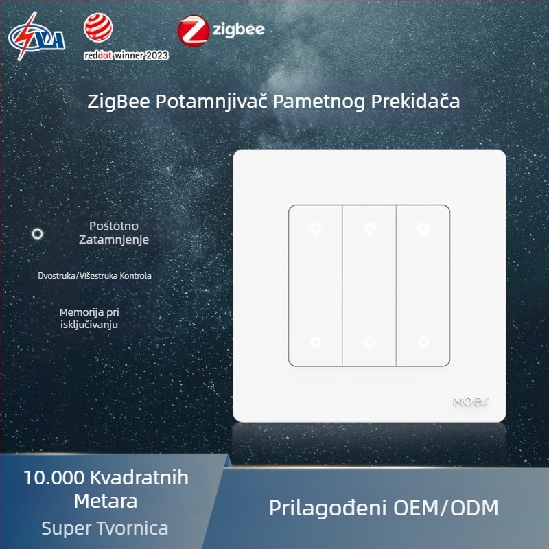 Zigbee pametni prekidač s bezstepnim dimovanjem, upravljanje putem aplikacije, vremensko programiranje, glasovno upravljanje, višestruki prekidač