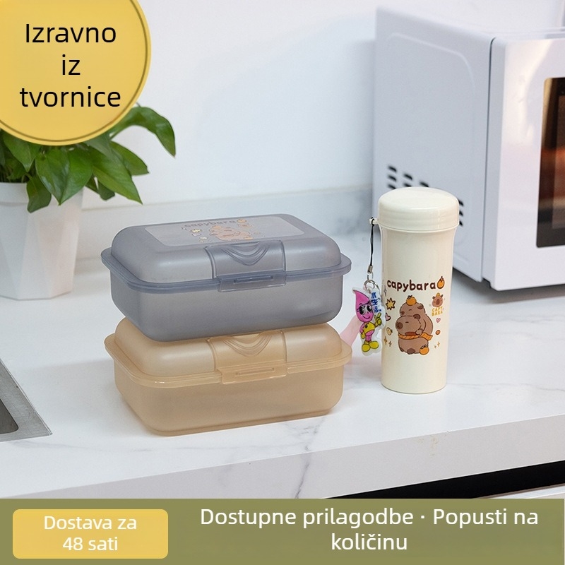 Kutija za ručak od hrane, mikrovalna, debeli zatvorivi pravokutni spremnik za očuvanje svježine, 1–2 L, za posao i školu
