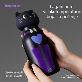 Termos boca od 316 nerđajućeg čelika s motivom crtane mačke, prijenosna za vanjsku upotrebu, za učenike