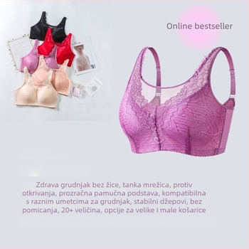 Plus veličine grudnjak za poslije mastektomije s protezom dojke i teksturiranim uzorkom, čipkasti bandeau bez naramenica