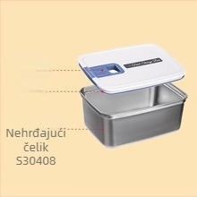 304 nehrđajući čelik, kutija za ručak, velika kapaciteta, zatvara se, pravokutnog oblika, za studente i uredske radnike, nosi obroke, čuva hranu svježu i toplu, 1–2 L, jednodjelna, ponovno upotrebljiva, nije prikladna za mikrovalnu pećnicu, nije električna