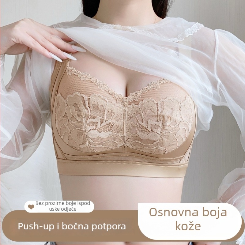 Plus-size bežični grudnjak za velike grudi, prozračan, ultra-tanke oblikovane košarice, oblikovanje dojki, bočna podrška, protiv opuštanja, udoban