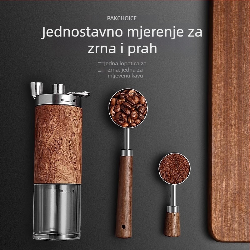 Žlica za kavu s drškom od orašastog drveta, mjerač zrna kave, 304 nehrđajući čelik