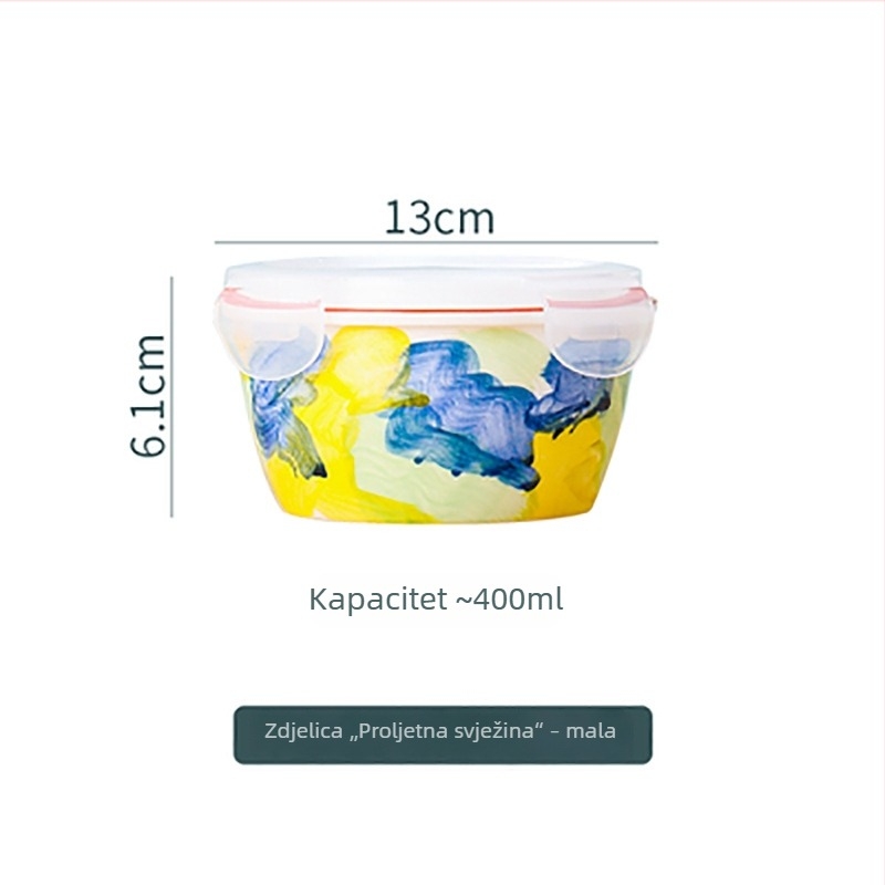 Keramička kutija za ručak sa poklopcem, pogodna za mikrovalnu, 800–1000 ml, otporna na toplinu, hermetički zatvoren spremnik za čuvanje hrane studentima.