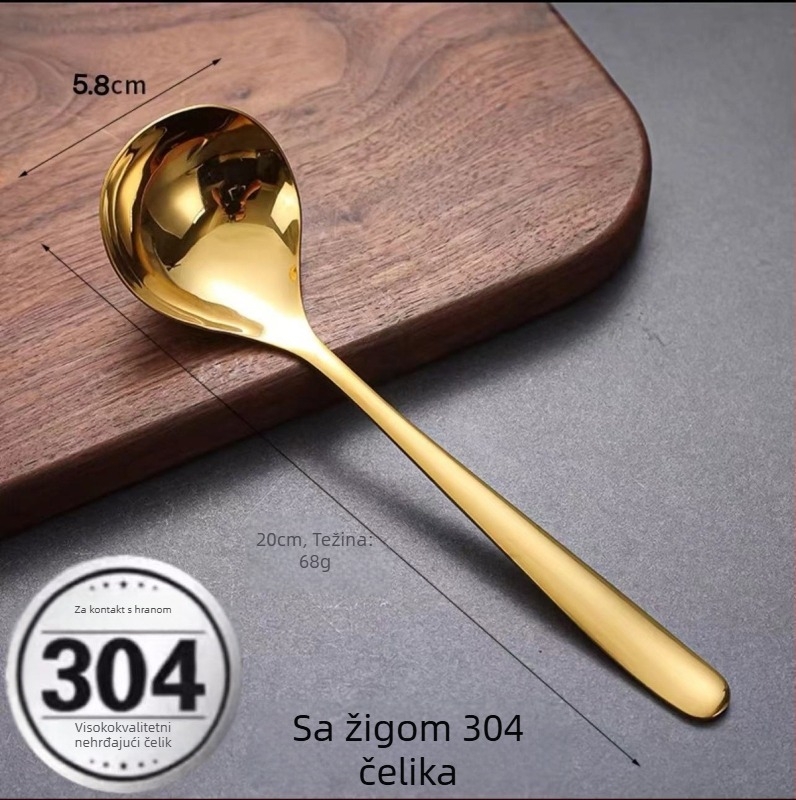 Žlica za juhu od 304 nehrđajućeg čelika, korejskog stila s dugim držačem, velika za posluživanje juhe i rezanaca